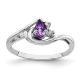 14k White Gold 5x3mm Pear Amethyst and A Diamond Ring Y4628AM/A