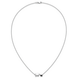 14k White Gold 1/20 carat Black Diamond Mother and Baby Bear 18 in Necklace PM3774