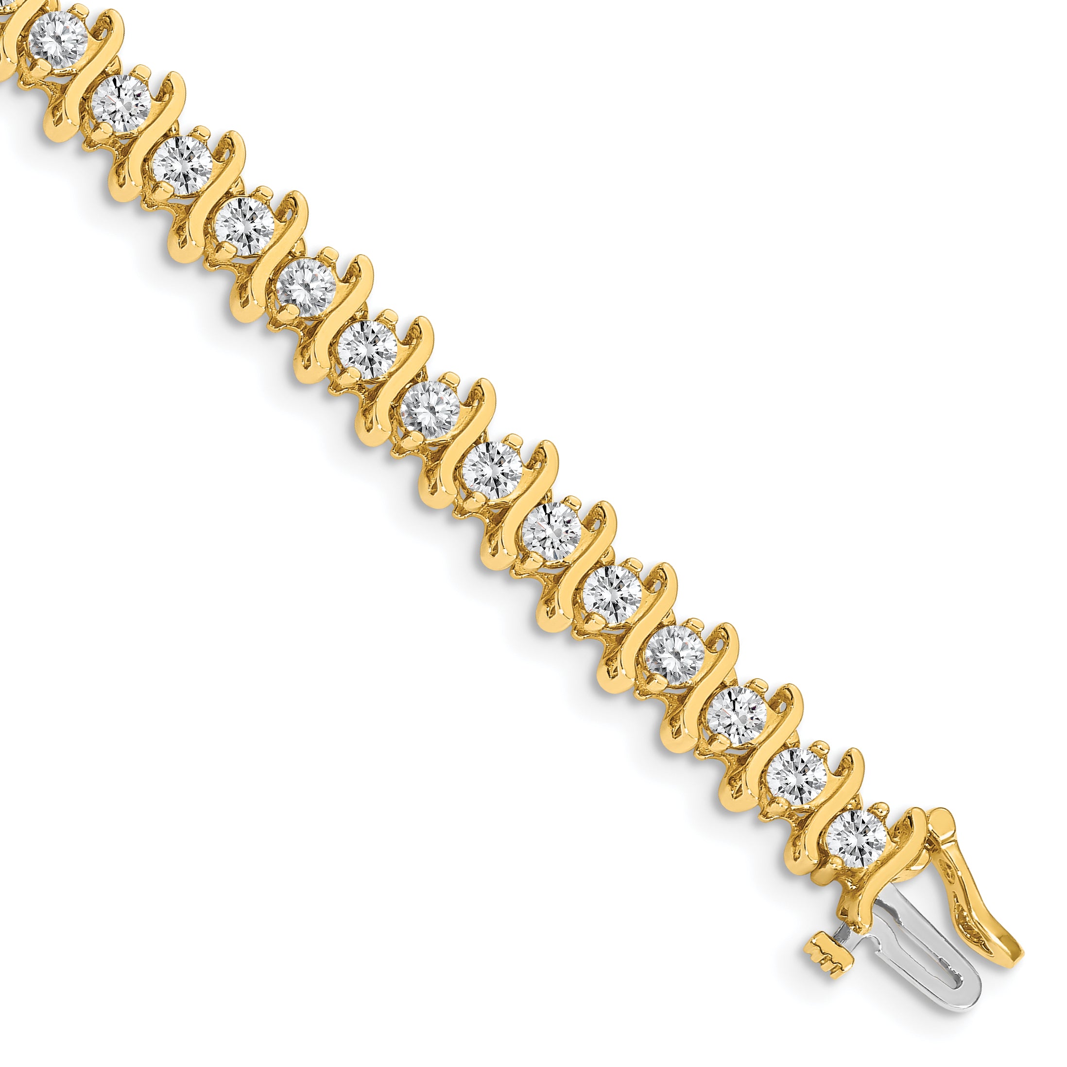 14k Complete 5.95 carat Round VS Diamond 2-prong S-link 7 inch Tennis Bracelet X706VS