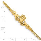14K Polished Claddagh and Bismark Chain 7 inch Bracelet FB1513
