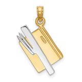 14k Two-tone 3-D Multi-color Enameled ABC School Book Pendant K1787