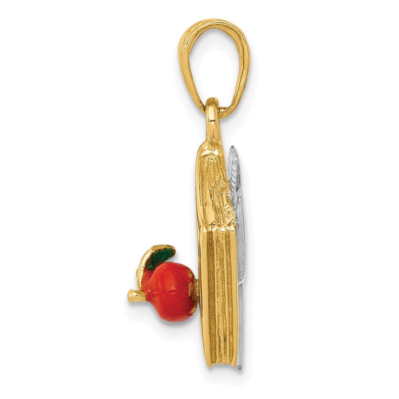 14k Two-tone 3-D Multi-color Enameled ABC School Book Pendant K1787