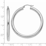 14K White Gold 4x45mm Polished Tube Hoop Earrings T862