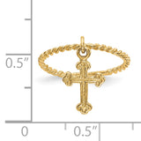 14k Cross Dangle Twisted Band Size 4 Baby / Childs Ring K5112