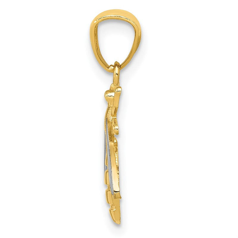 14k and White Rhodium Bee Pendant YC1055