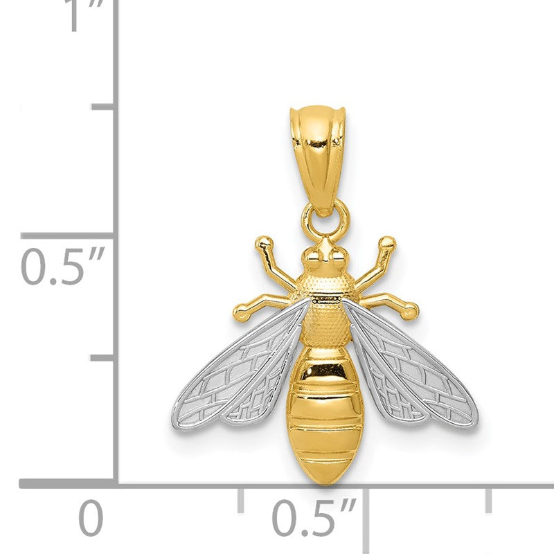 14k and White Rhodium Bee Pendant YC1055