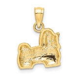 14K Satin Diamond-cut Shih Tzu Dog Pendant K3432
