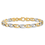 14K Two-tone 18 inch 6.6mm Hand Polished Fancy Flat Anchor Link with Fancy Lobster Clasp Chain LK505