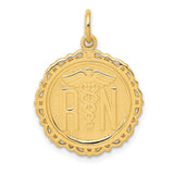 14k RN Registered Nurse Textured Back Disc Charm C1786