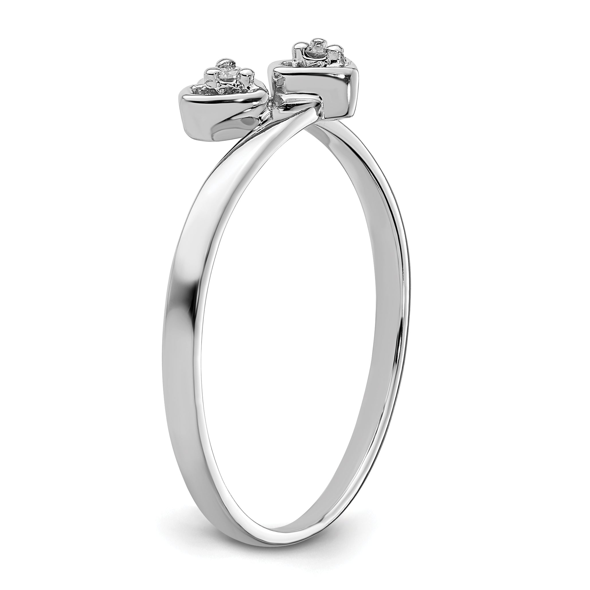 14k White Gold Polished VS Diamond Two Hearts Ring Y1836VS