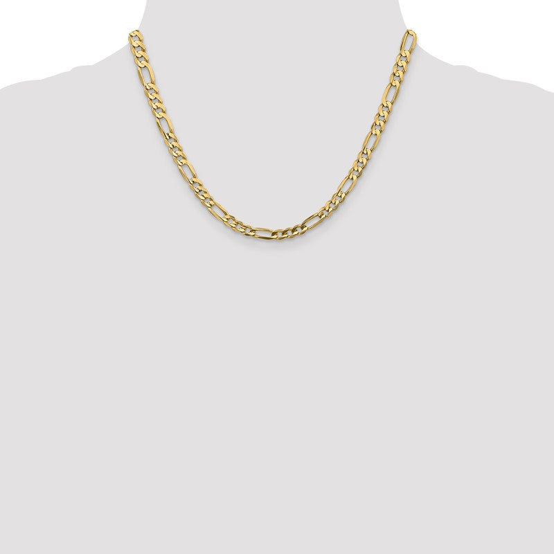 14K 26 inch 5.5mm Concave Open Figaro with Lobster Clasp Chain LFG140