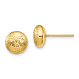 14K 8mm Scratch-Finish Hollow Round Button Post Earrings TF1529