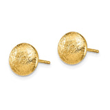 14K 8mm Scratch-Finish Hollow Round Button Post Earrings TF1529