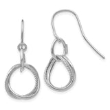 14K White Gold Small Twisted Circle Dangle French Hook Earrings PRE877