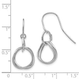 14K White Gold Small Twisted Circle Dangle French Hook Earrings PRE877