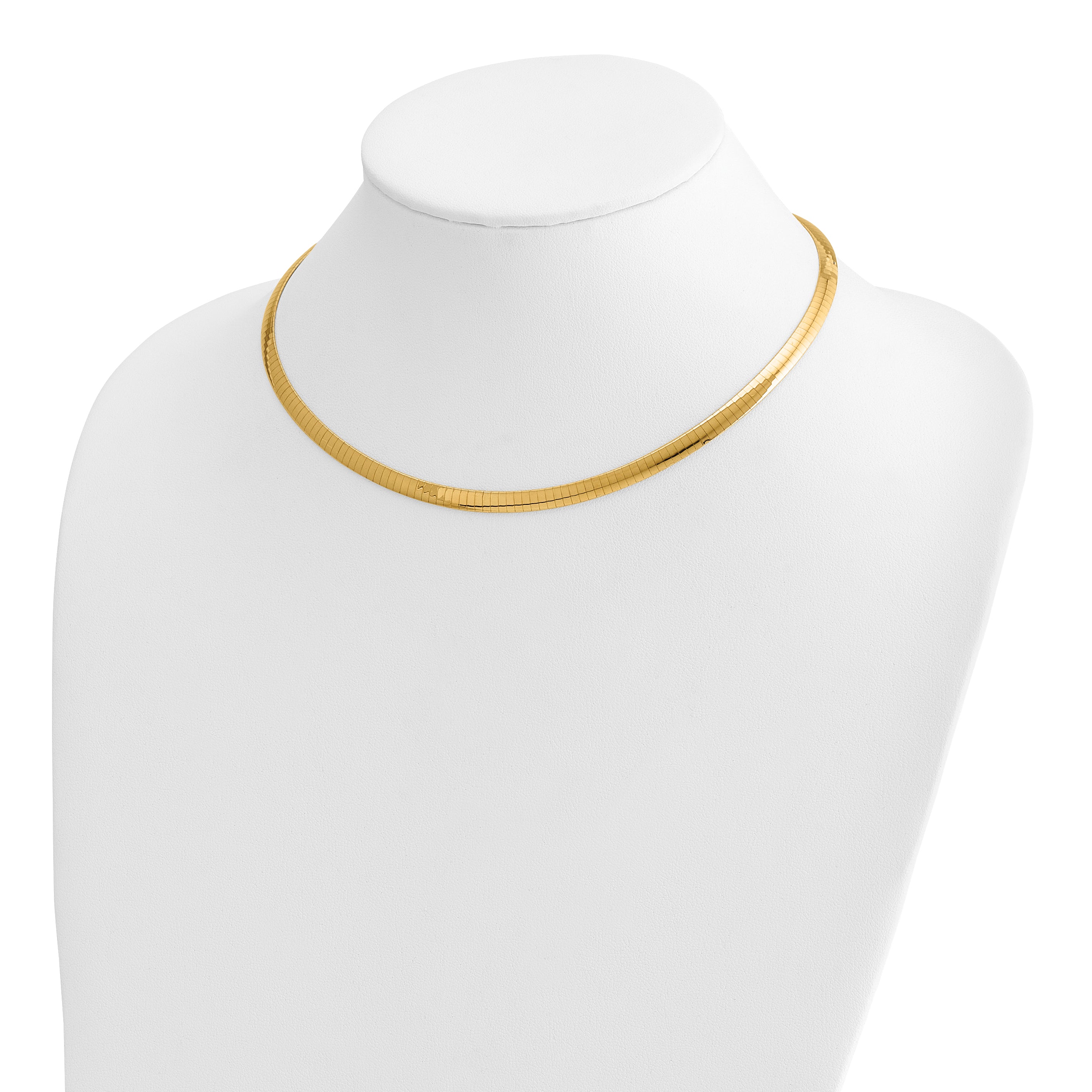 14k Two-tone 5mm Reversible White and Yellow 16 inch Domed Omega Necklace ROM5