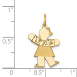 14k The Kids Small Floral Dress Girl Engravable Kiss Charm XK1119Y