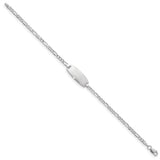 14k White Gold Polished Semi-Solid Chain/Solid Plate Figaro Link Oval 18.5x8.5mm Plate 5.5 inch Baby/Child ID Bracelet DCID143W