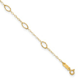 14k Textured Oval Shapes 9 inch Plus 1 inch Extender - Total 10 inch Anklet ANK223