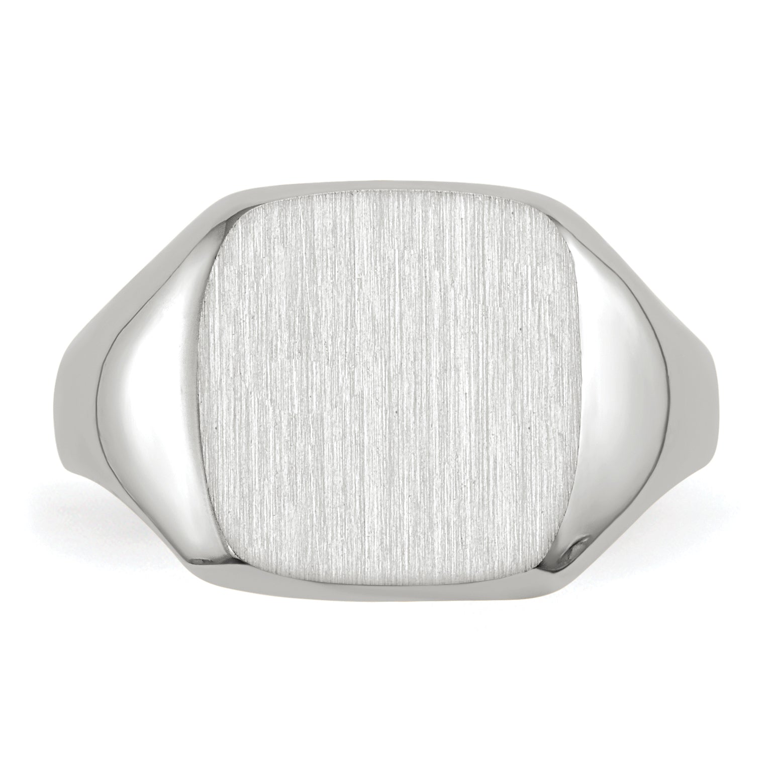 14k White Gold 10.5x11.0mm Cushion Open Back Signet Ring RS606