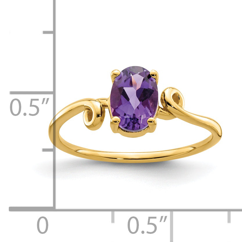14k 7x5mm Oval Amethyst Twist Ring Y4663AM