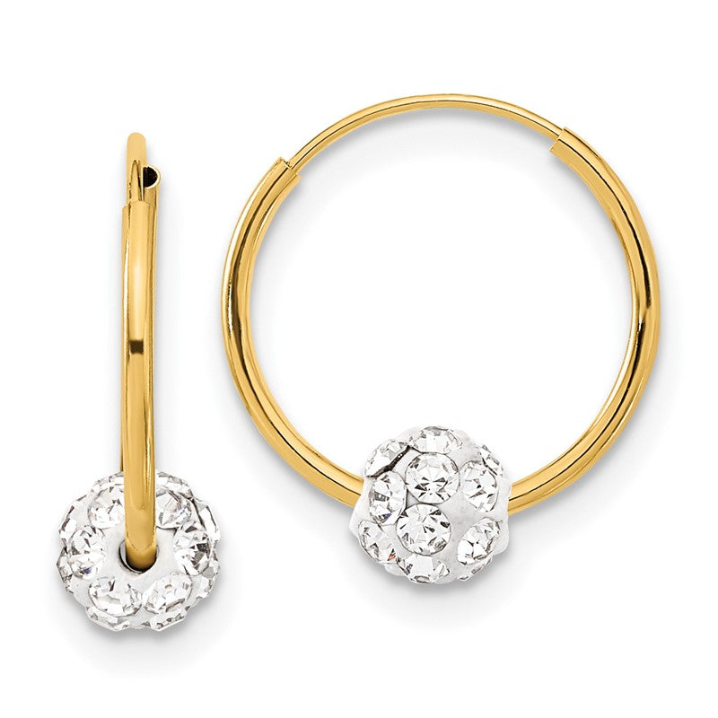 14k Polished Crystal and Resin Bead Endless Hoops YE1774