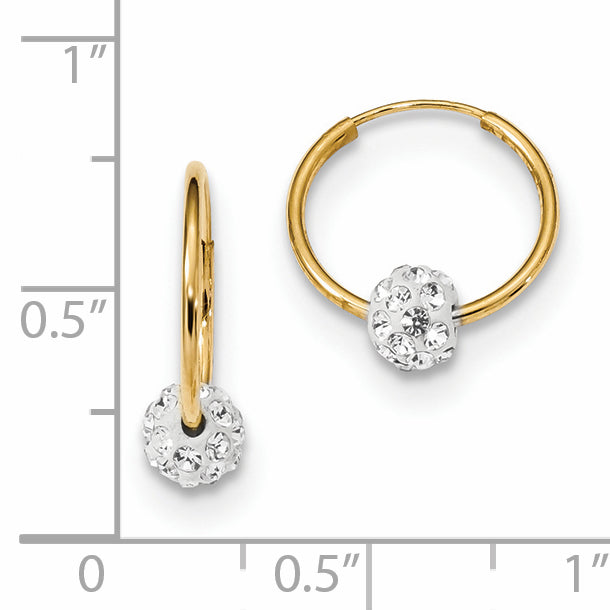 14k Polished Crystal and Resin Bead Endless Hoops YE1774