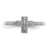 14k White Gold Polished 1/10 carat Diamond Cross Ring RM5655