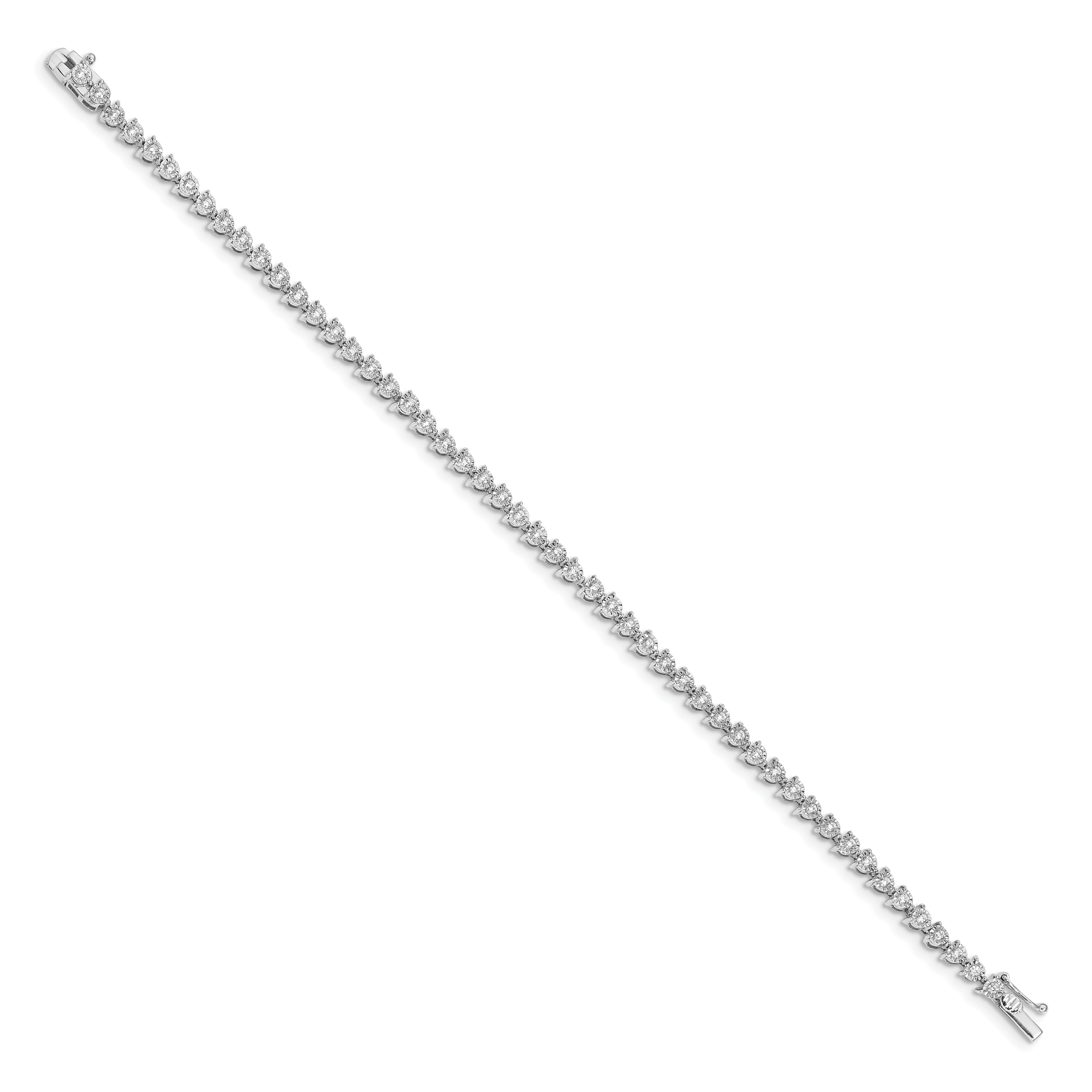 14k White Gold Complete 1 carat Diamond Illusion Setting 7 inch Tennis Bracelet BM4655