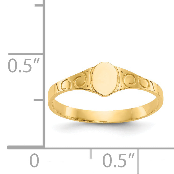 14k Polished Oval Baby Signet Ring K3849