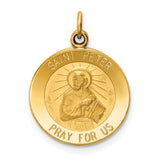14k Polished and Satin Solid Saint Peter Medal Round Charm XR412