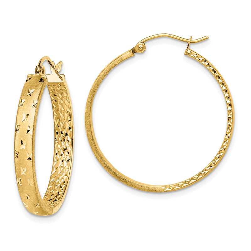 14k Polished Diamond-cut In/Out Hoop Earrings TF1574