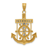 14k Two-tone Diamond-cut Mariners Crucifix Pendant C3715