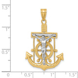 14k Two-tone Diamond-cut Mariners Crucifix Pendant C3715