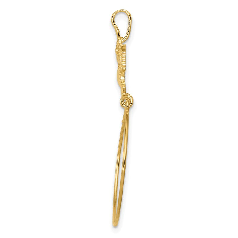 14k Polished Doves and Bow Charm Holder Pendant D1309