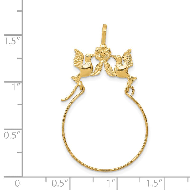 14k Polished Doves and Bow Charm Holder Pendant D1309