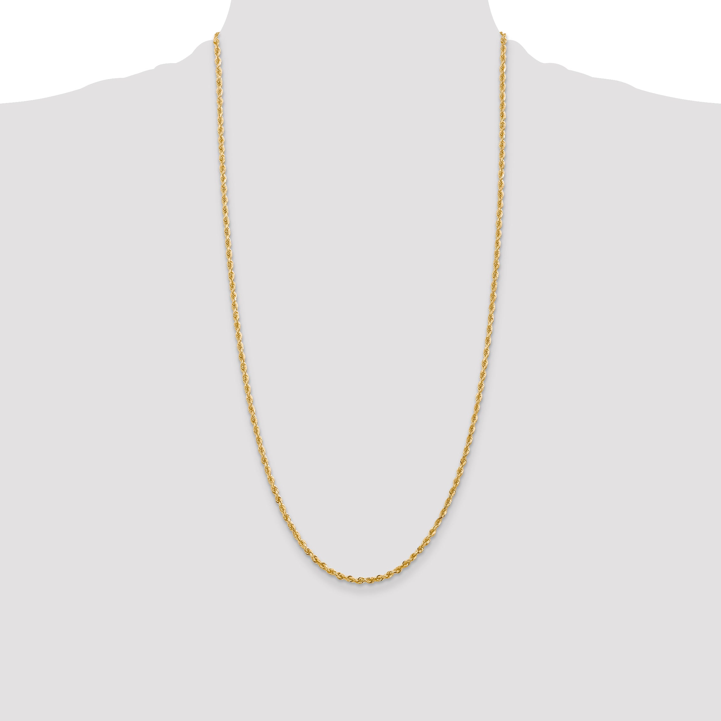 14K 26 Inch 2.75mm Diamond-cut Quadruple Rope Lobster Clasp Chain QTR021