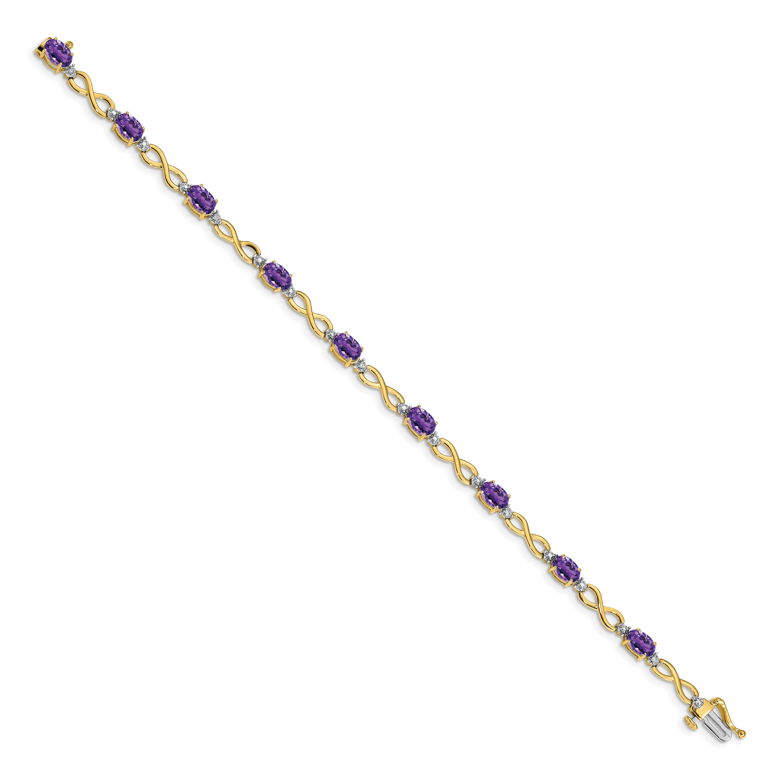 14k Complete Oval Amethyst and Diamond Infinity Link 7 inch Bracelet BM4494