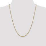 14K 26 inch 3mm Diamond-cut Round Open Link Cable with Lobster Clasp Chain PEN206
