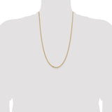 14K Yellow Gold 26 inch 3mm Semi-Solid Diamond-cut Open Link Cable with Lobster Clasp Chain BC189
