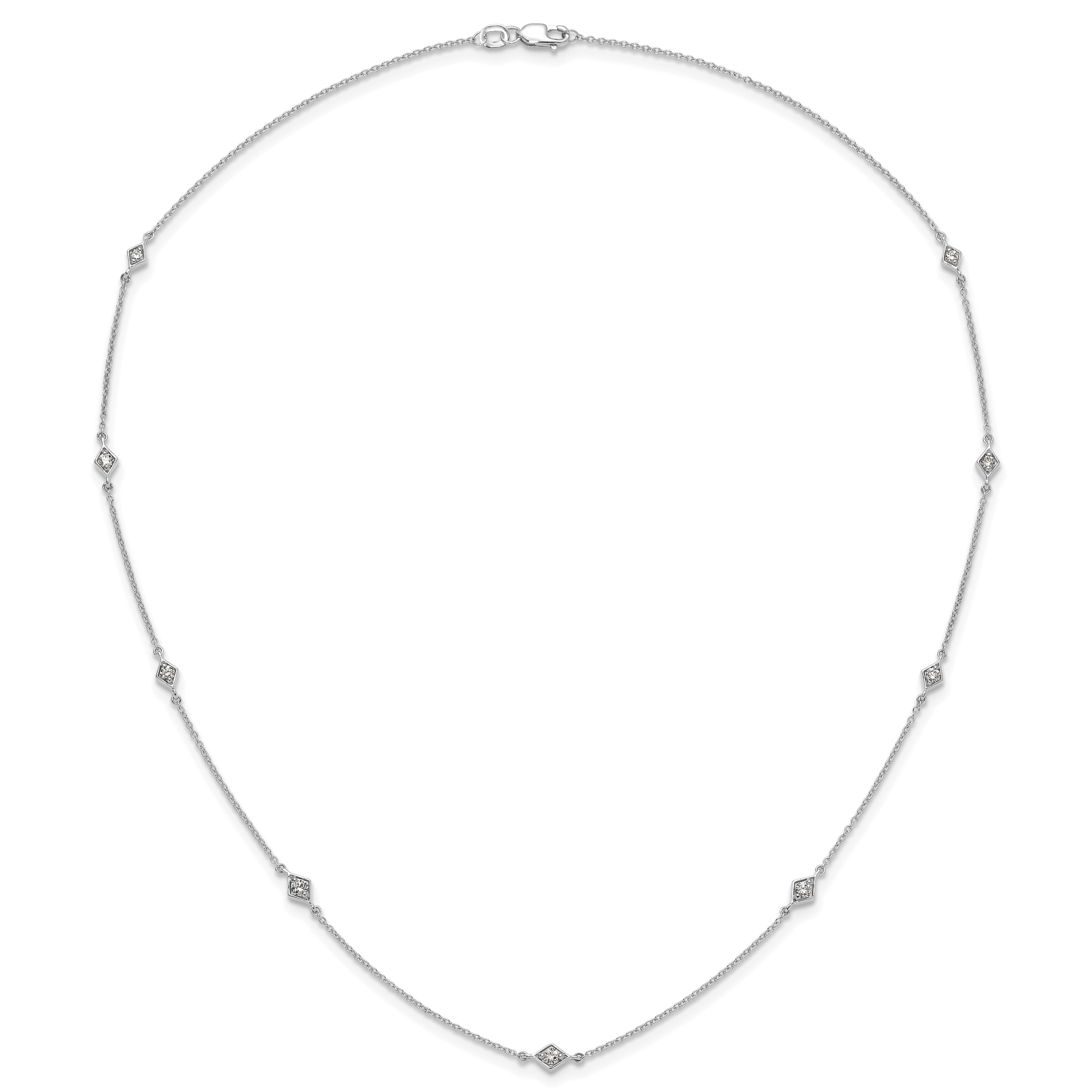 14k White Gold Complete 1/2 carat Diamond 9-Station 18 inch Necklace PM3754