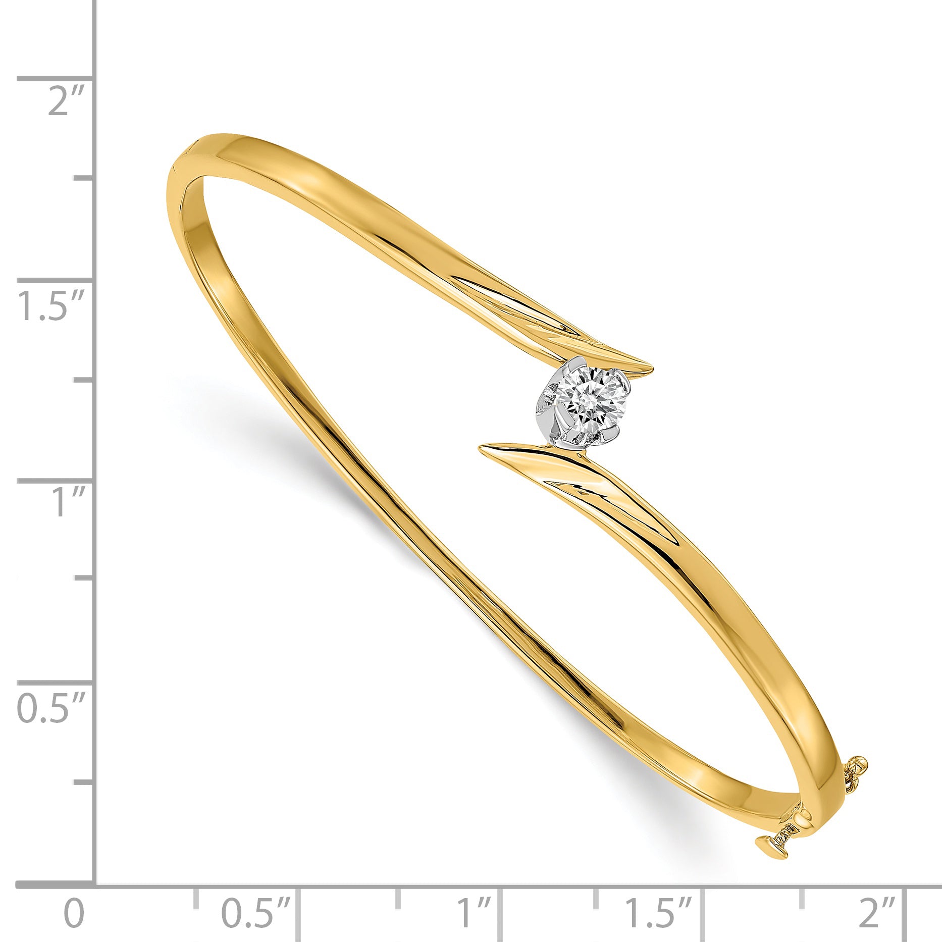 14k Two-tone Complete 1/4 carat A Diamond Hinged Oval Bangle Bracelet XB282A