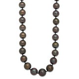 14k White Gold 9-12mm Black Semi-Round Tahitian Saltwater Cultured Pearl Graduated 19 inch Necklace XF464