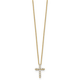 14k White Gold 1/4 carat Diamond Cross Pendant 18 inch Necklace PM1000