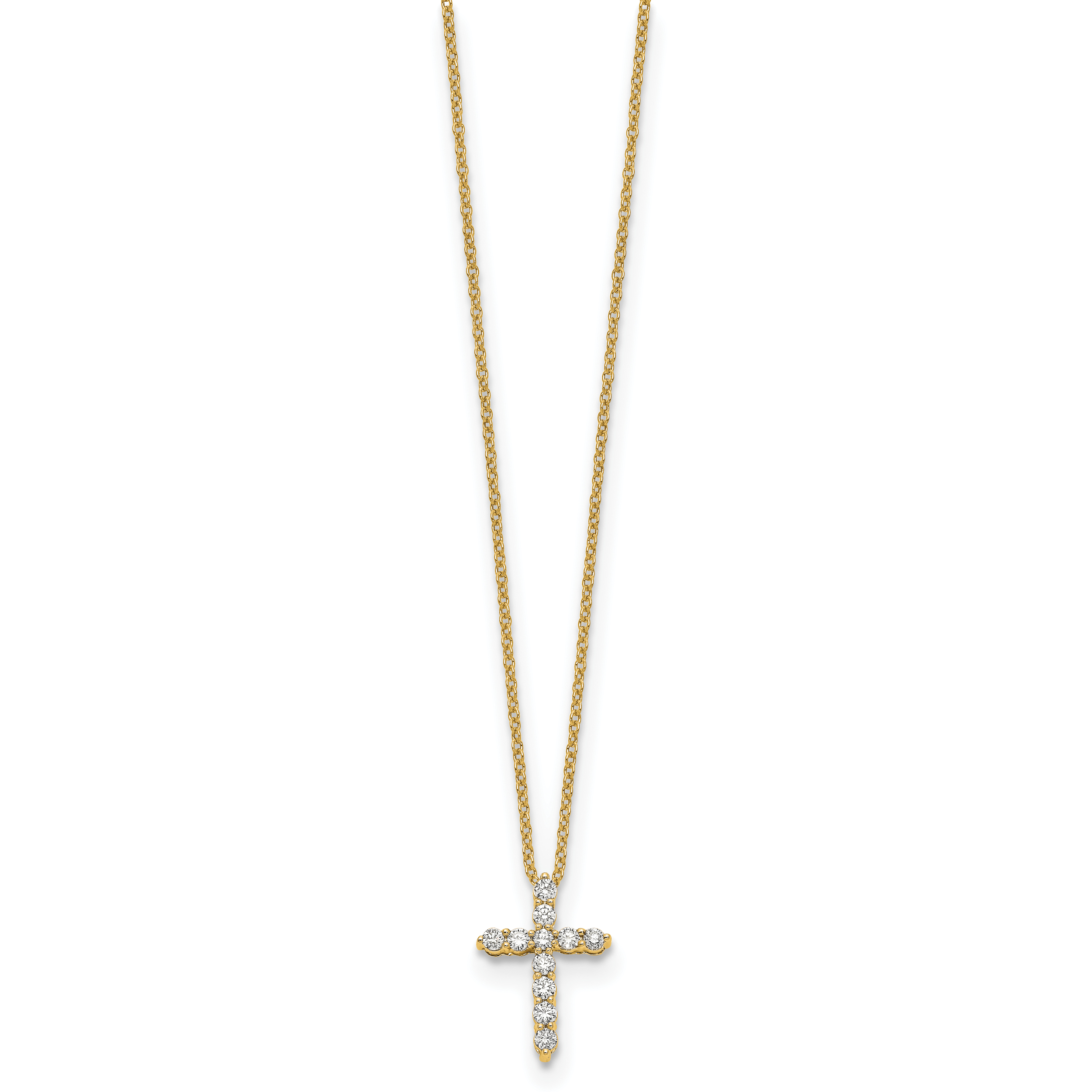 14k White Gold 1/4 carat Diamond Cross Pendant 18 inch Necklace PM1000