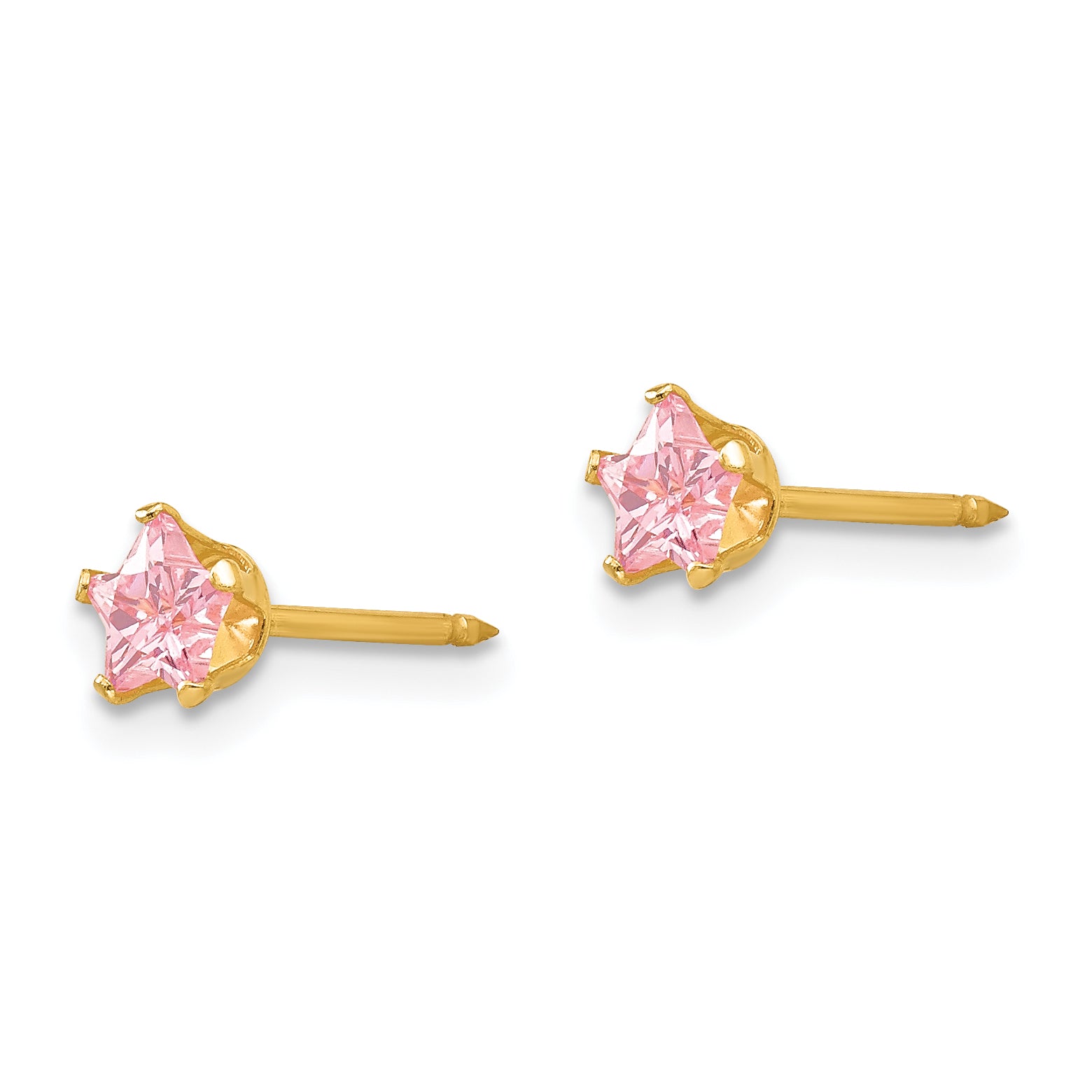 Inverness 14k 4mm Pink Star CZ Post Piercing Earrings 473E