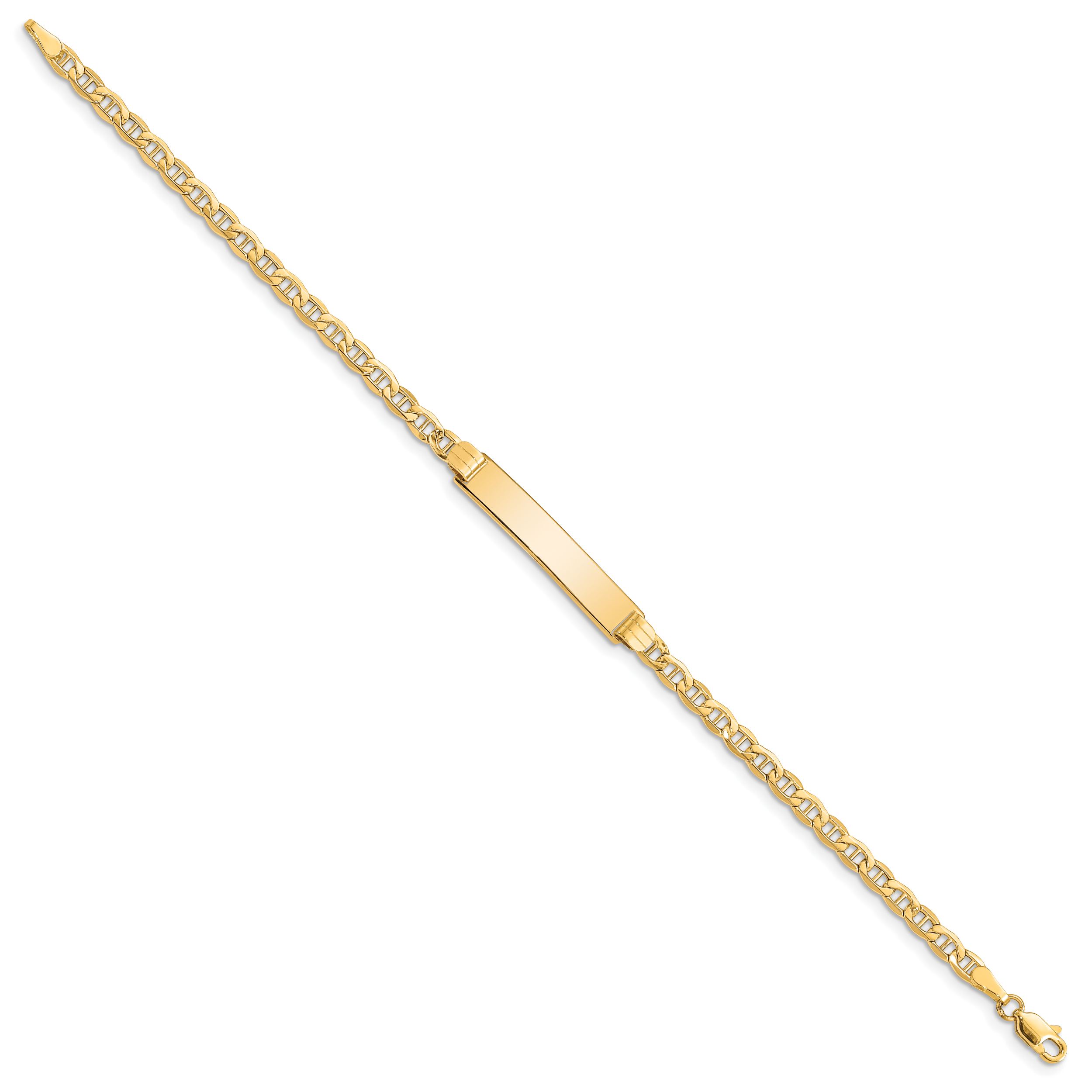 14k Polished Semi-Solid Chain/Solid Plate Anchor Link 25.5x5mm Plate 7 inch ID Bracelet DCID105