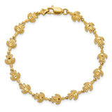 14K Polished and Textured Turtle 7 inch Bracelet FB1444