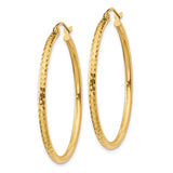 14k 2x35mm Diamond-cut Round Tube Hoop Earrings TC230