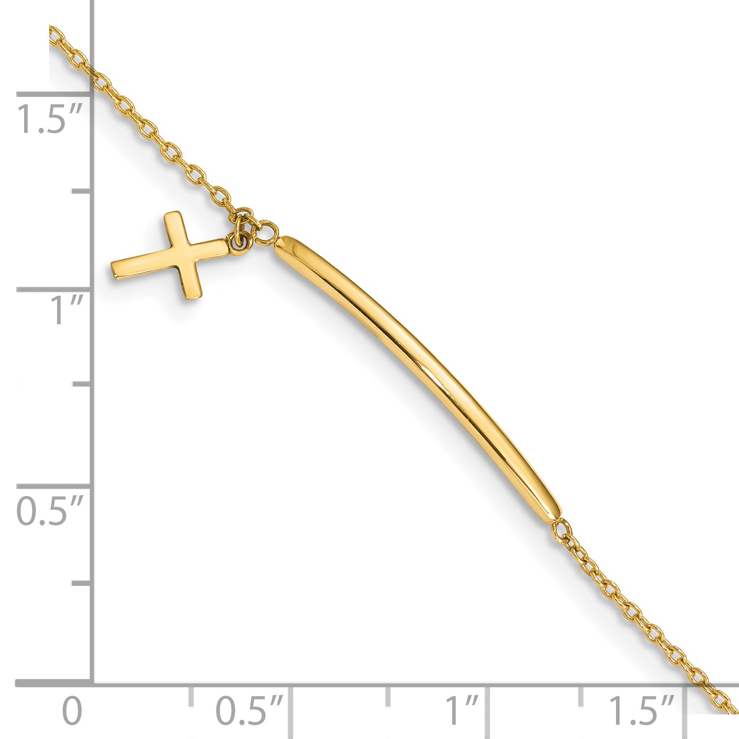 14K Polished Cross Dangle and Bar 5.5 inch Baby/Child Bracelet with 0.5 inch Extender BID108